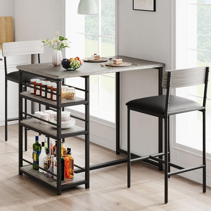 Bartisch Set mit Barhockern & Regalen – Industrieller Esstisch 3-teilig