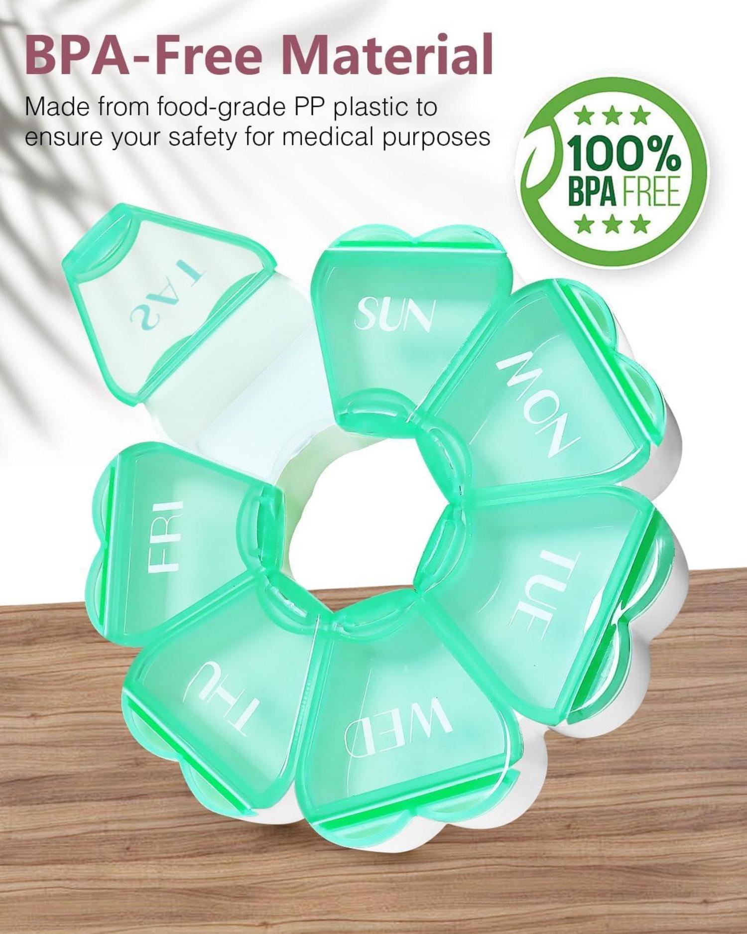 Runde herzförmige Pillenbox mit 7 großen Fächern - Vitamin-Organizer