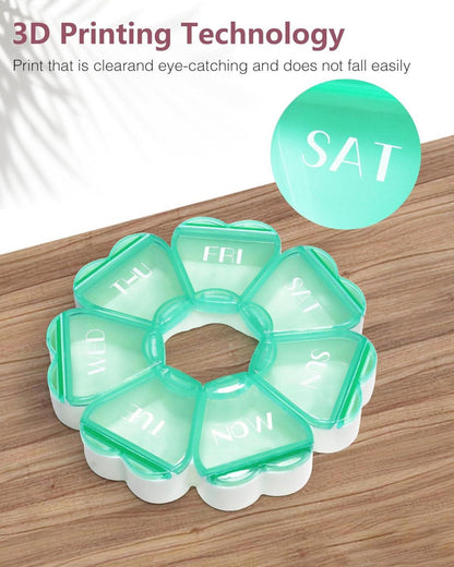 Runde herzförmige Pillenbox 7 Fächer Woche Vitamine-Organizer