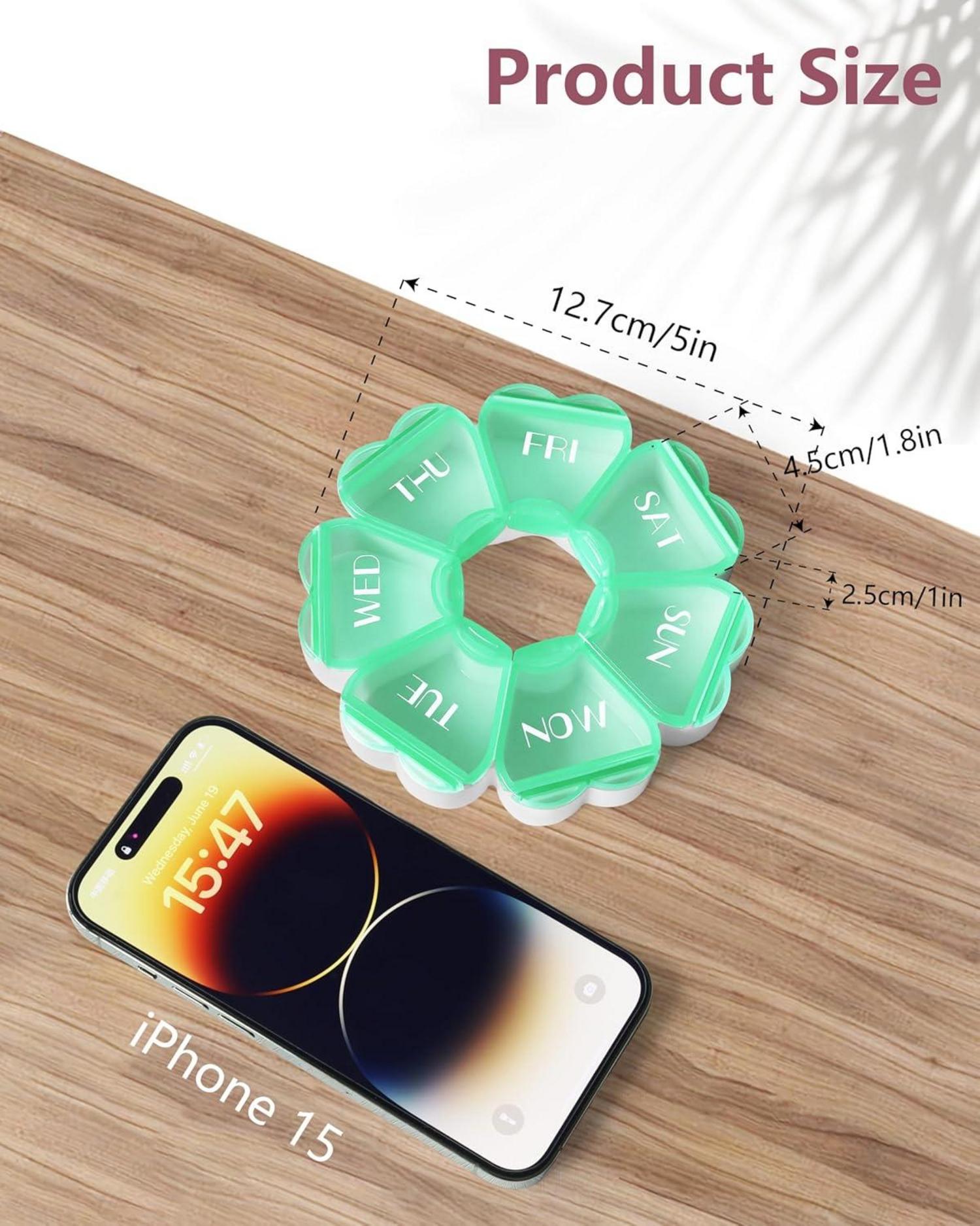 Runde herzförmige Pillenbox mit 7