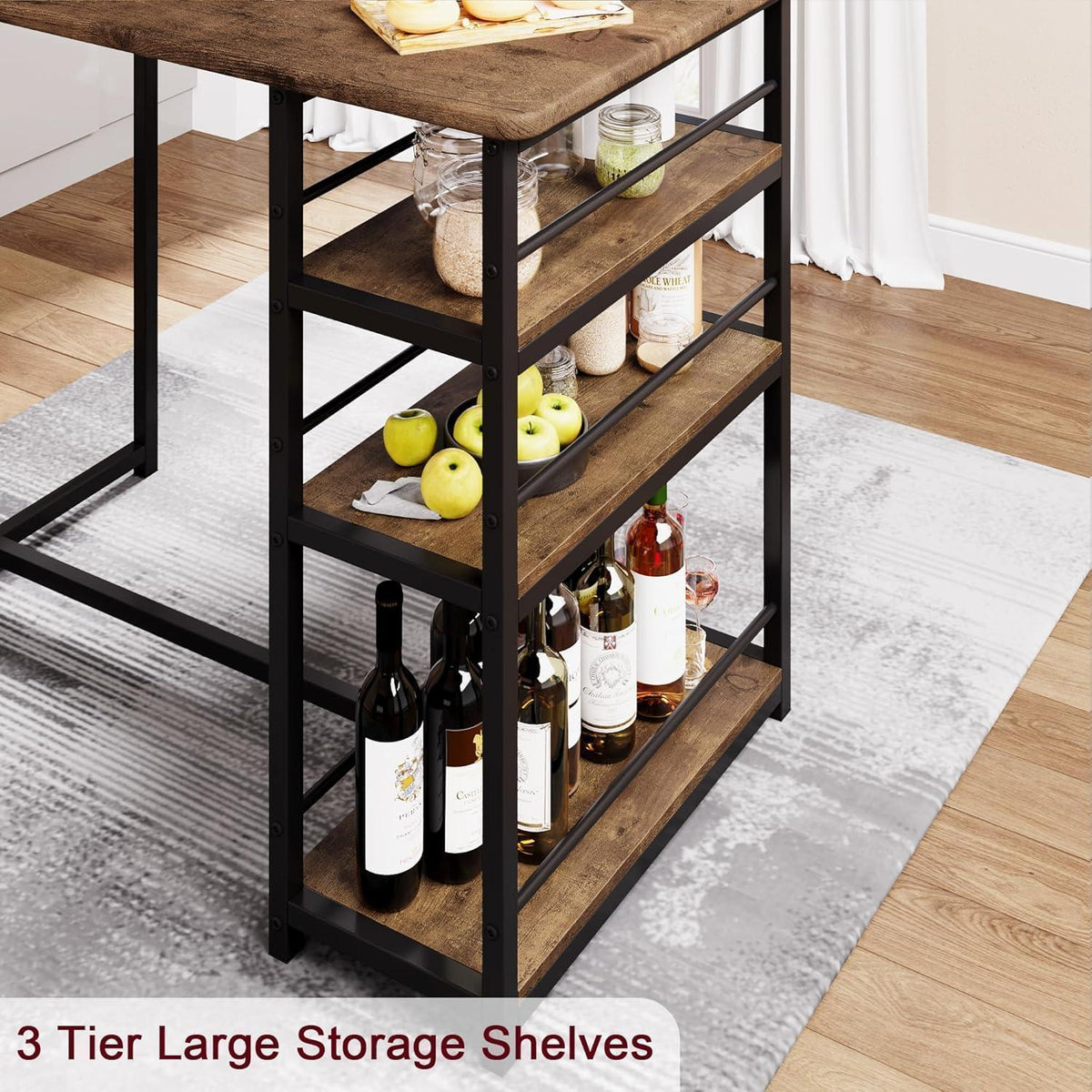 Bartisch Set 3-teilig mit Stühlen & Stauraum – Industriedesign