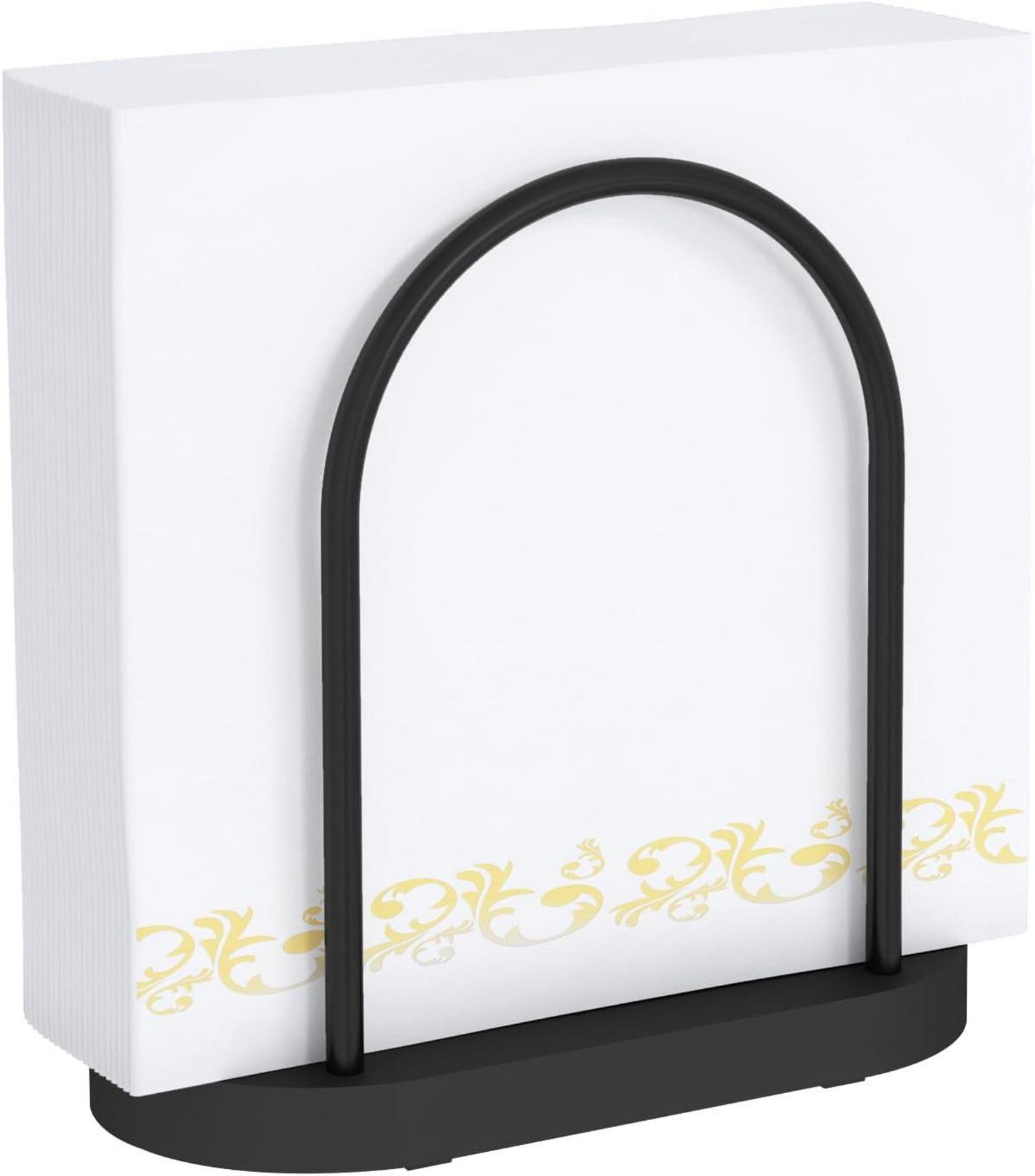 Serviettenhalter Gebogen Schwarz Metall Holz Halterung