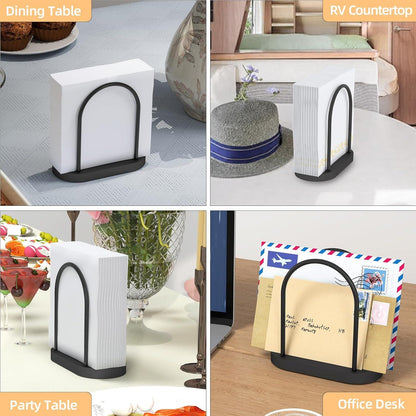 Serviettenhalter Schwarz Metall Holz Tisch Küche Büro Outdoor