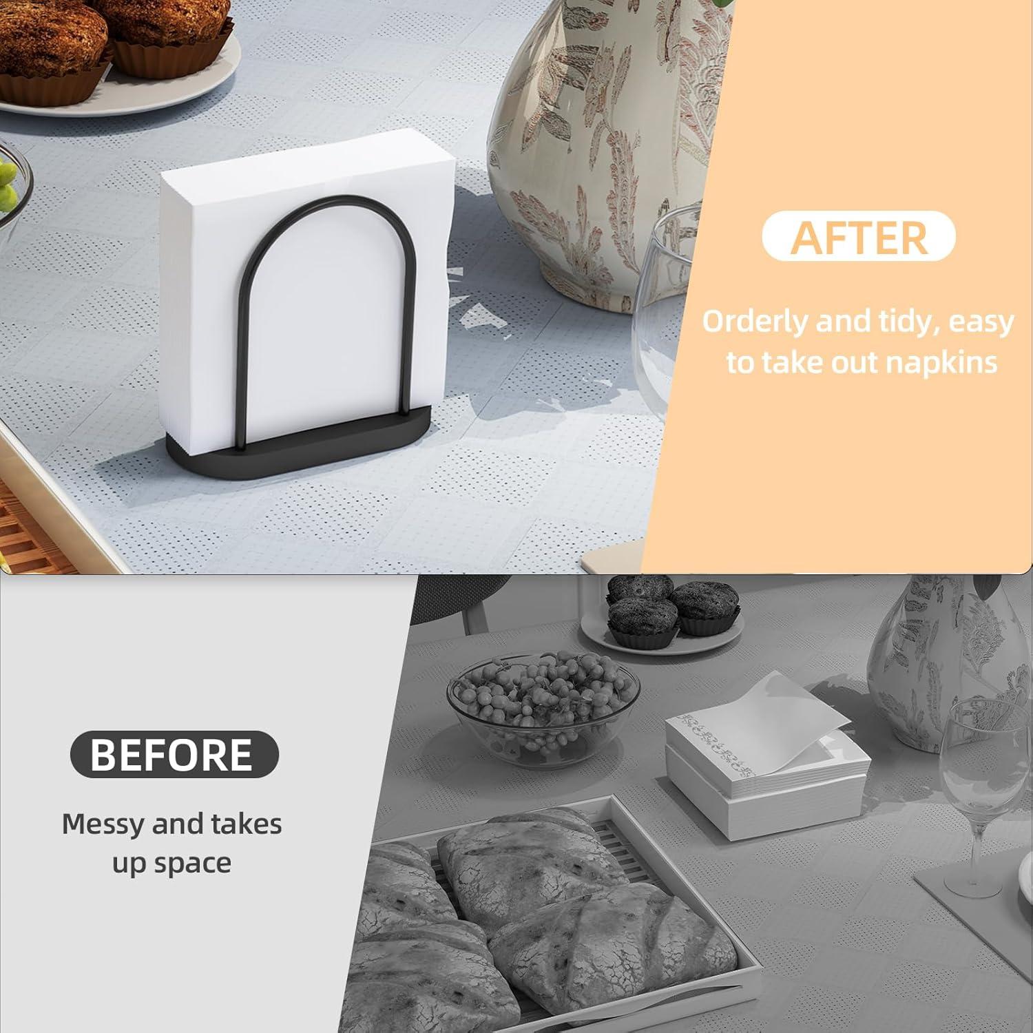 Serviettenhalter Schwarz Metall Holz Küchenzubehör STWWO