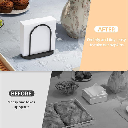 Serviettenhalter Schwarz Metall Holz Küchenzubehör STWWO