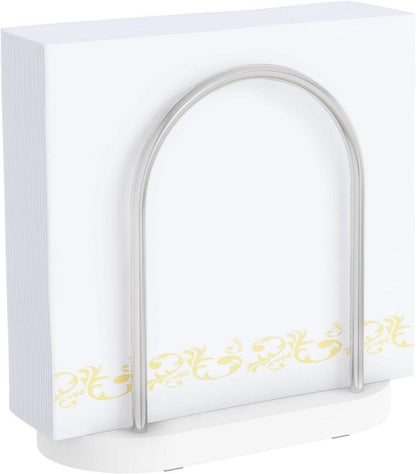 Serviettenhalter Weiß Metall Holzsockel STWWO 14cm