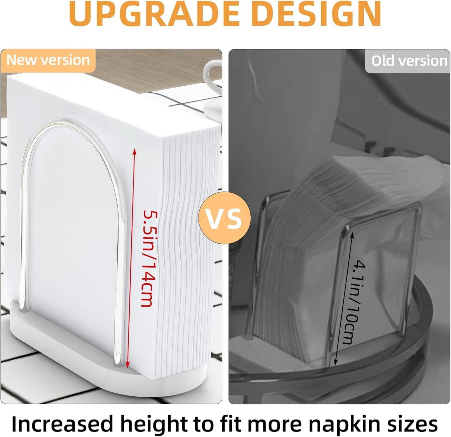 Serviettenhalter Weiß Metall Holzsockel 14cm - STWWO