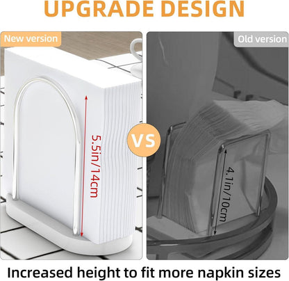 Serviettenhalter Weiß Metall Holzsockel 14cm - STWWO