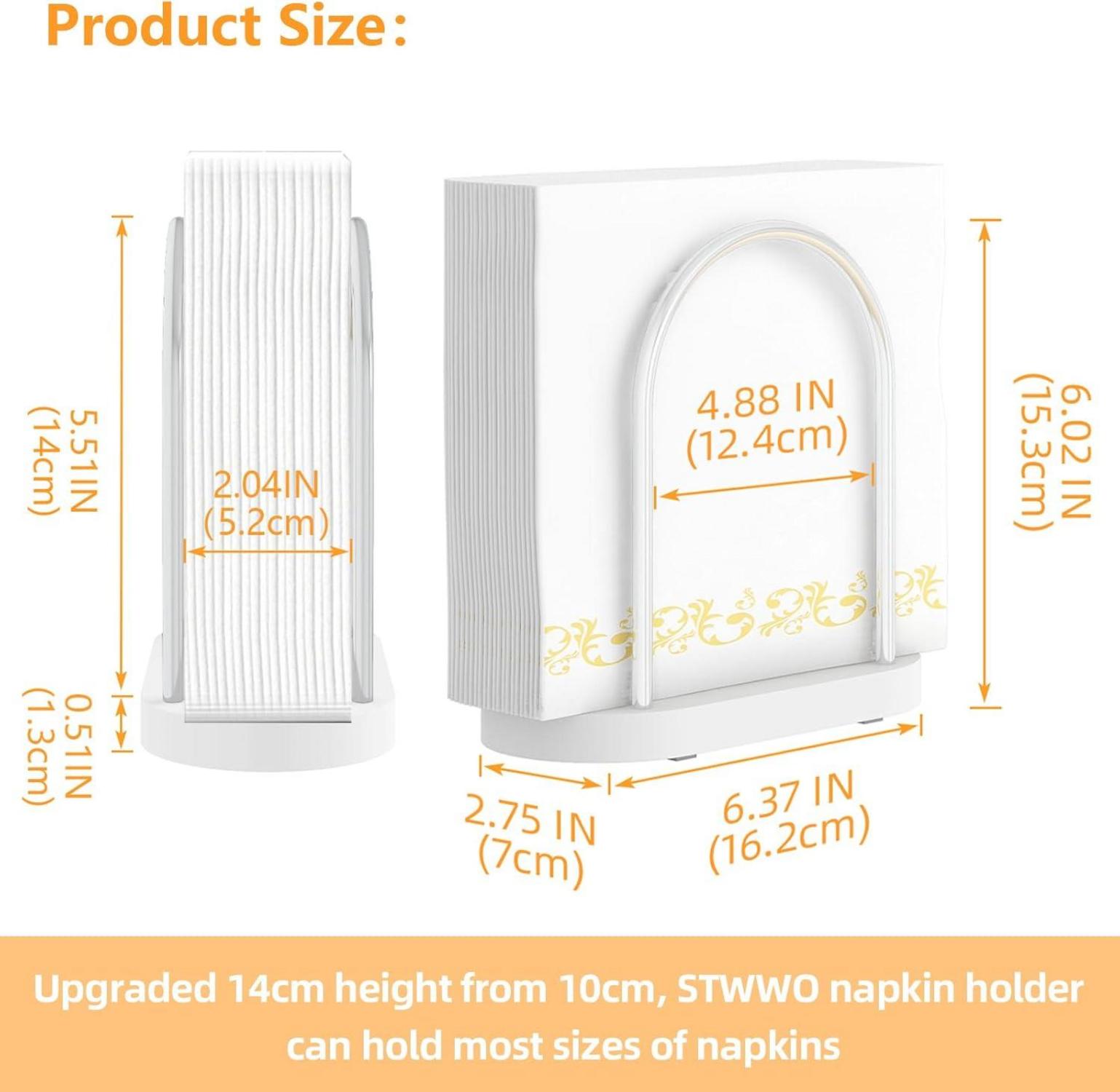 Serviettenhalter Weiß Metall Holzsockel 14cm Upgrade Kit