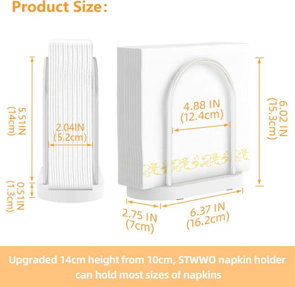 Serviettenhalter Weiß Metall Holzsockel 14cm Upgrade Kit