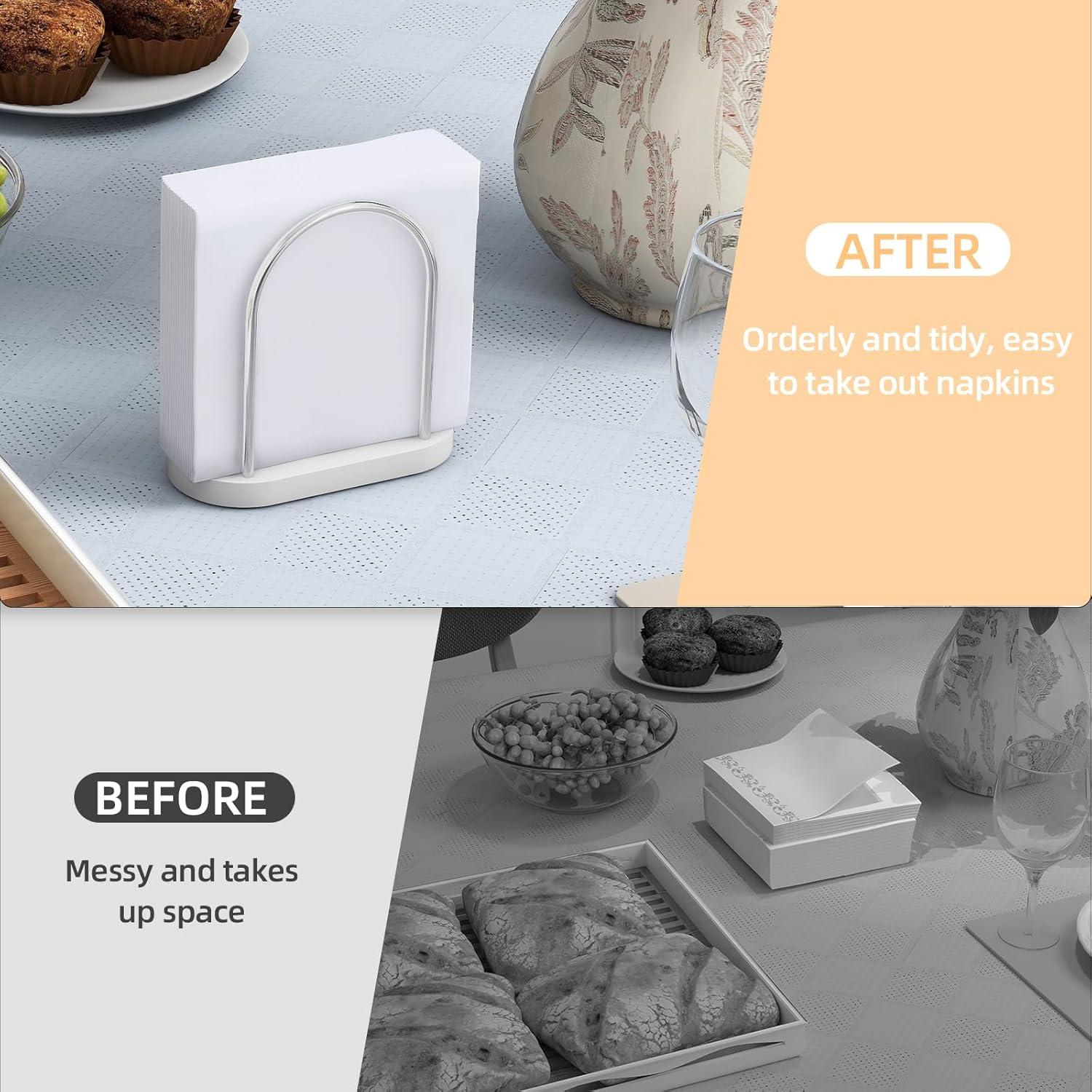 Serviettenhalter Weiß Metall Holzsockel 14cm Upgrade Kit