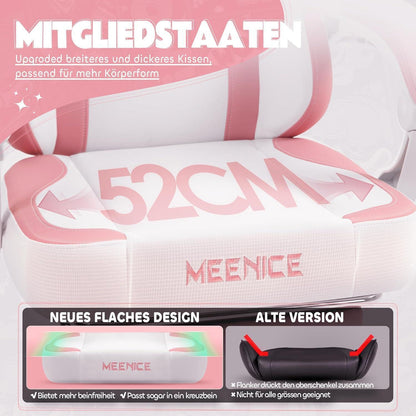 Gaming Stuhl mit Katzenohren und Fußstütze, Rosa Samt