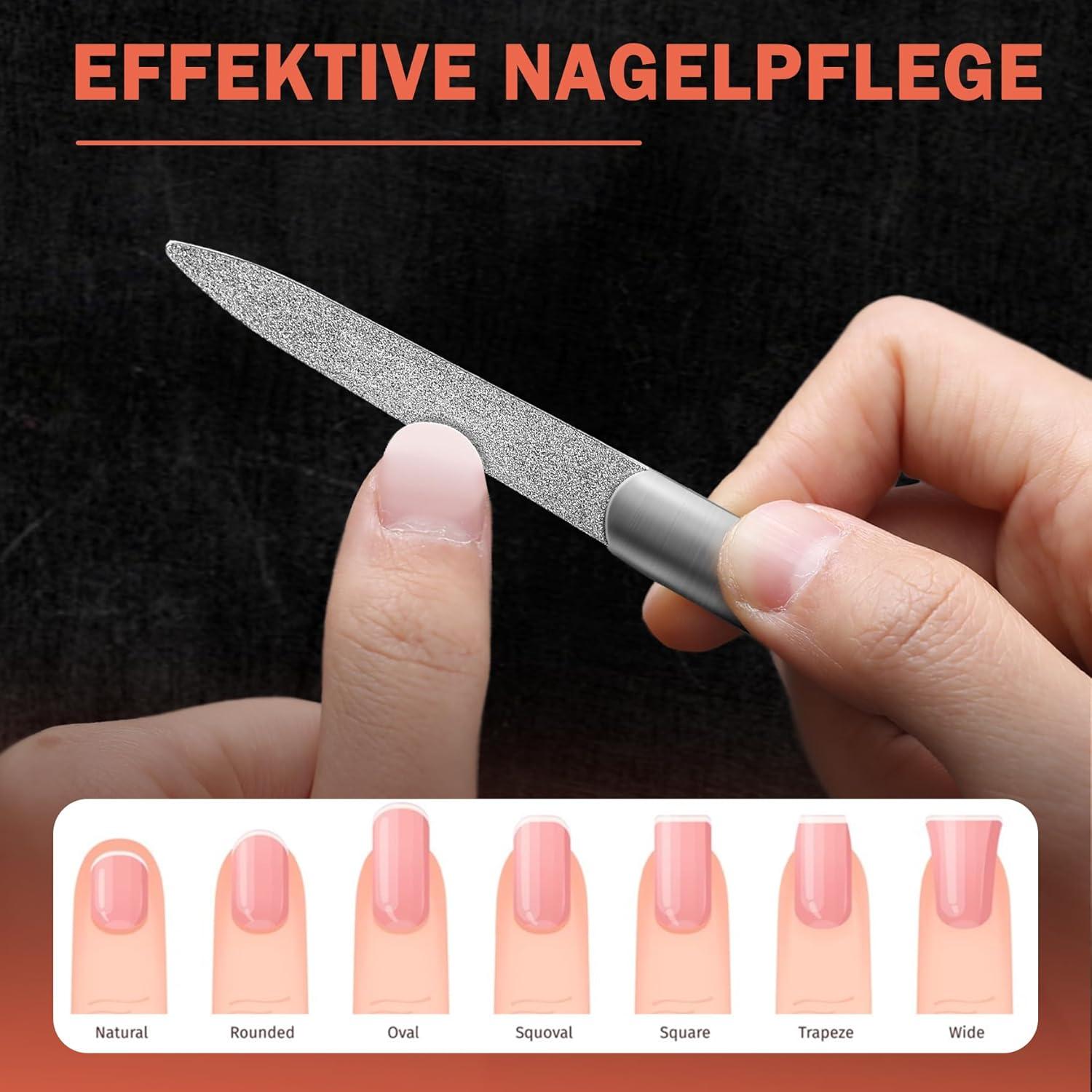 Edelstahl Doppelseitige Nagelfeile Präzisions-Nagelpflege glatte Nägel