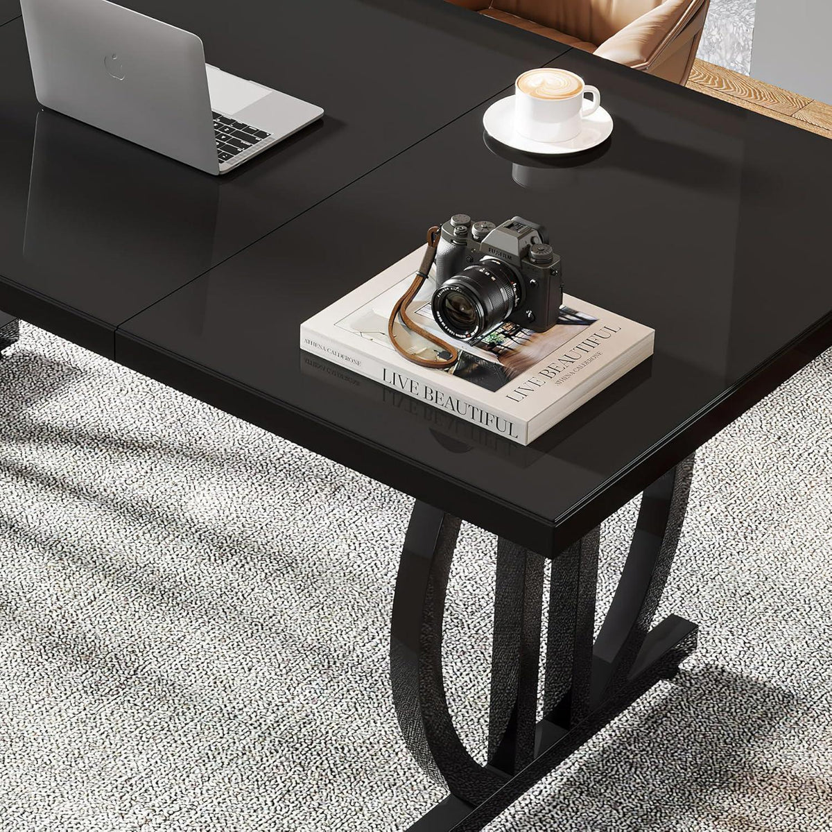 Großer Schreibtisch 160x80 cm – Modernes Home Office Bürotisch Schwarz