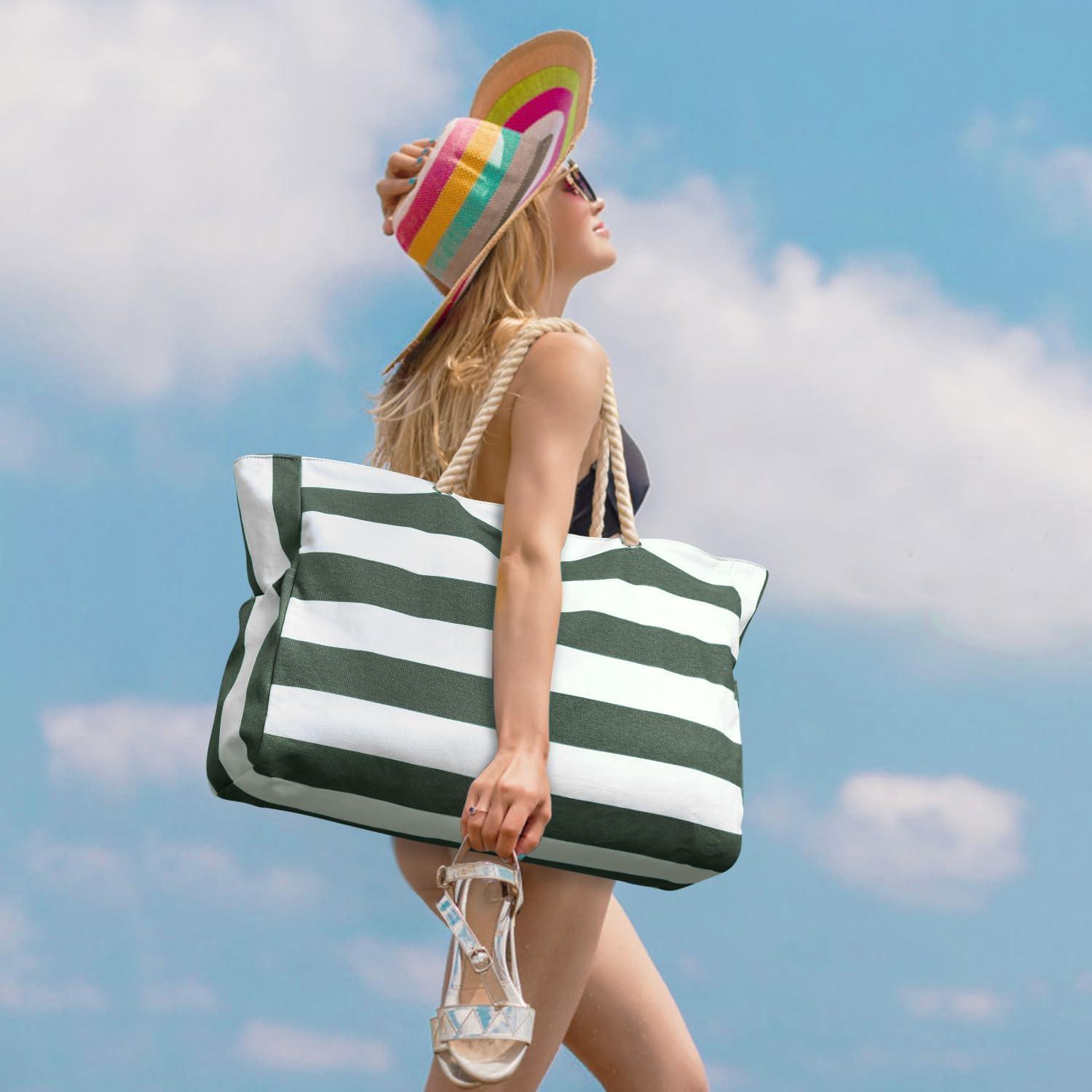 Strandtasche Damen Wasserdicht Groß Beach Bag Armeegrün