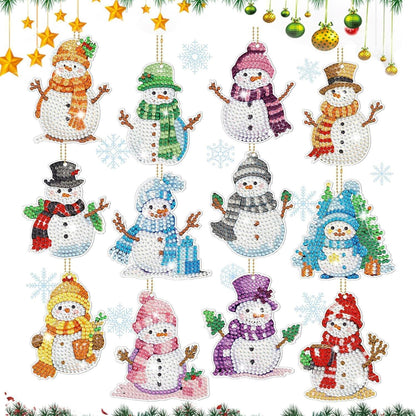 12x Schneemann Diamond Painting Schlüsselanhänger DIY Weihnachten Bastelset