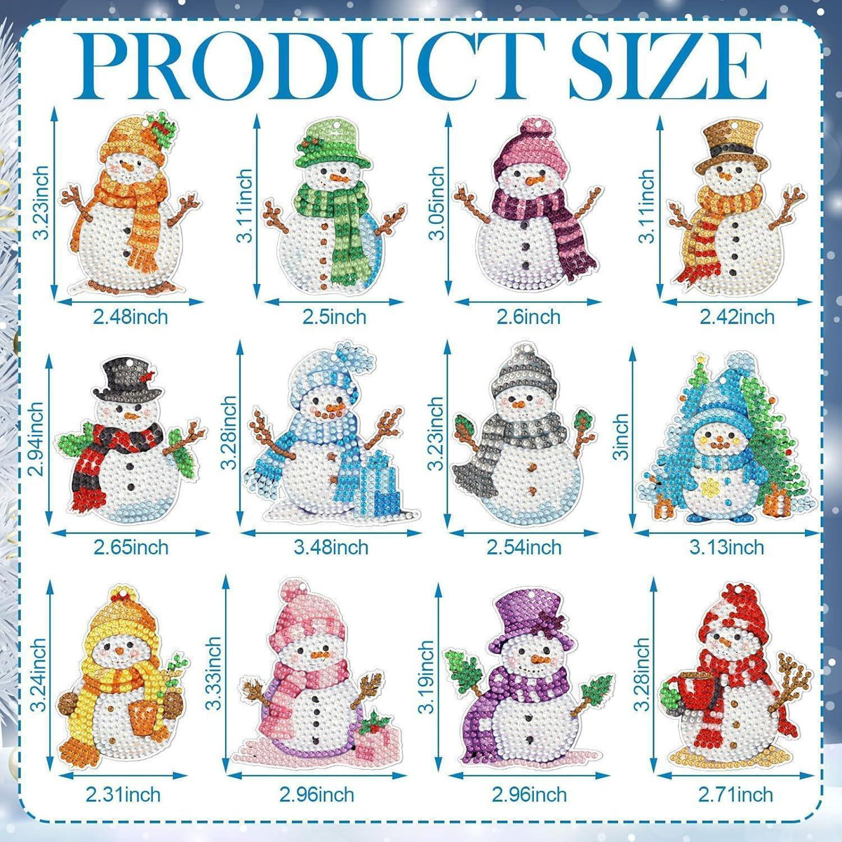 12x Schneemann Diamond Painting Schlüsselanhänger DIY Weihnachten Bastelset