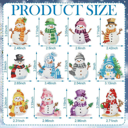 12x Schneemann Diamond Painting Schlüsselanhänger DIY Weihnachten Bastelset