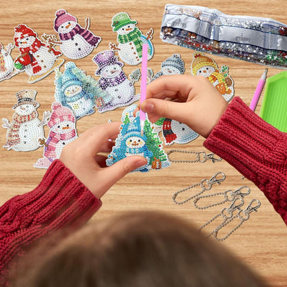 12x Schneemann Diamond Painting Schlüsselanhänger DIY Weihnachten Bastelset