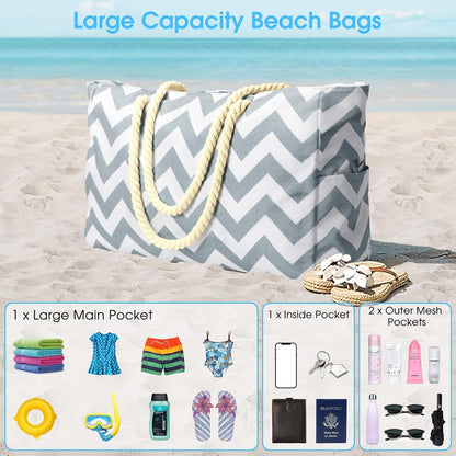 Große Strandtasche Damen Wasserdicht Reisetasche mit Reißverschluss