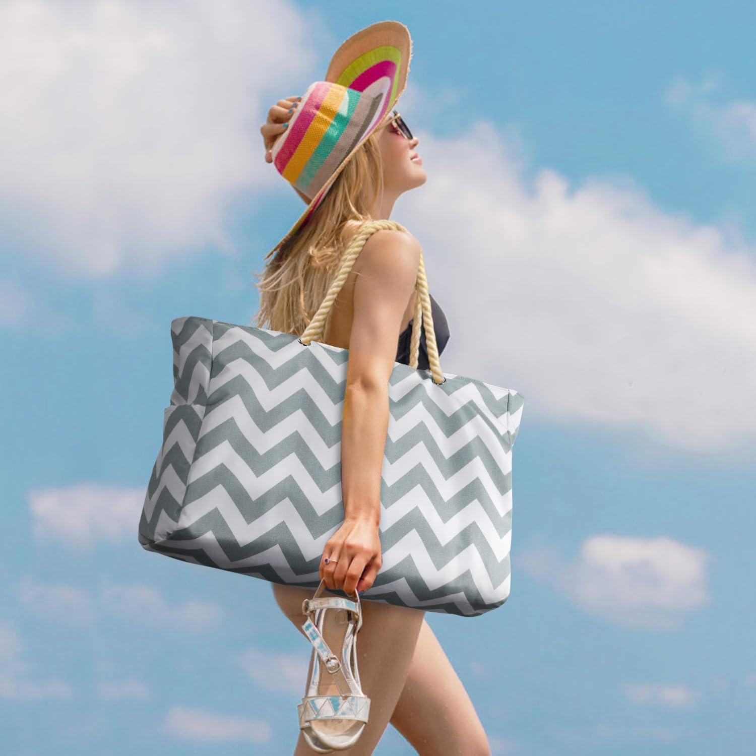 Große Strandtasche Damen Wasserdicht Reisetasche mit Reißverschluss