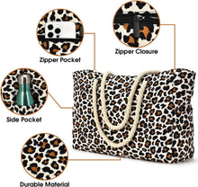 Große Strandtasche Damen Wasserdicht Weißer Leopard
