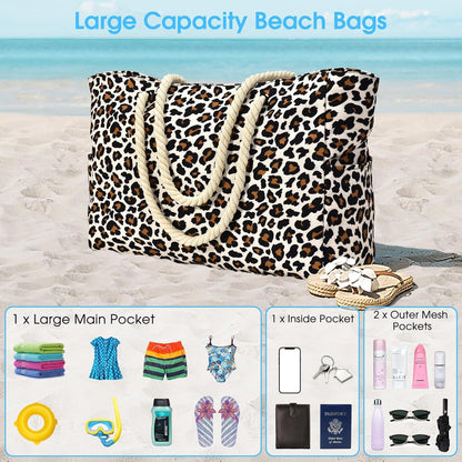 Oscaurt Strandtasche Damen Tote Bag Groß Wasserdicht Leopard