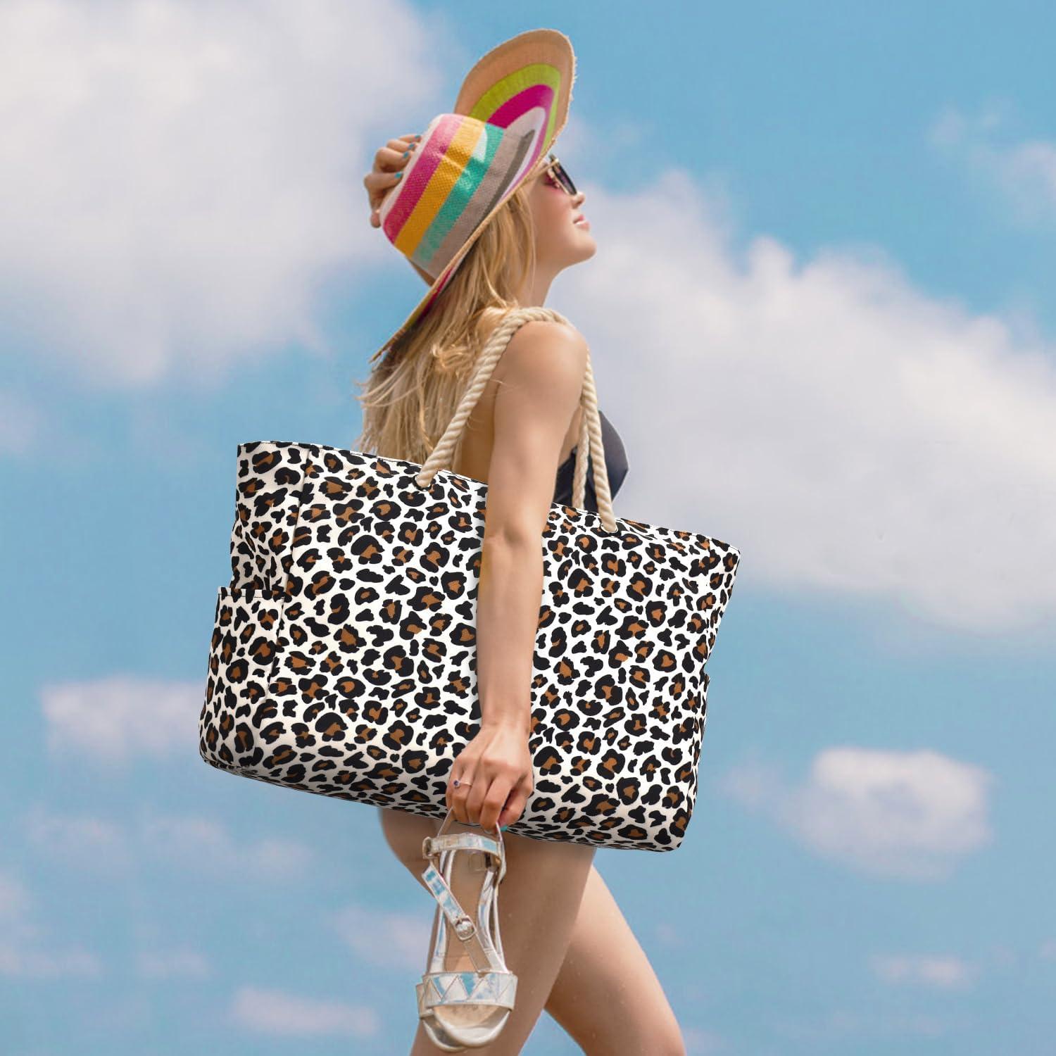 Strandtasche Damen Groß Wasserdicht Shopper Umhängetasche Leopard