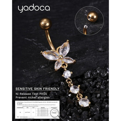 Bauchnabelpiercing Titan Lang mit Zirkonia Schmetterling