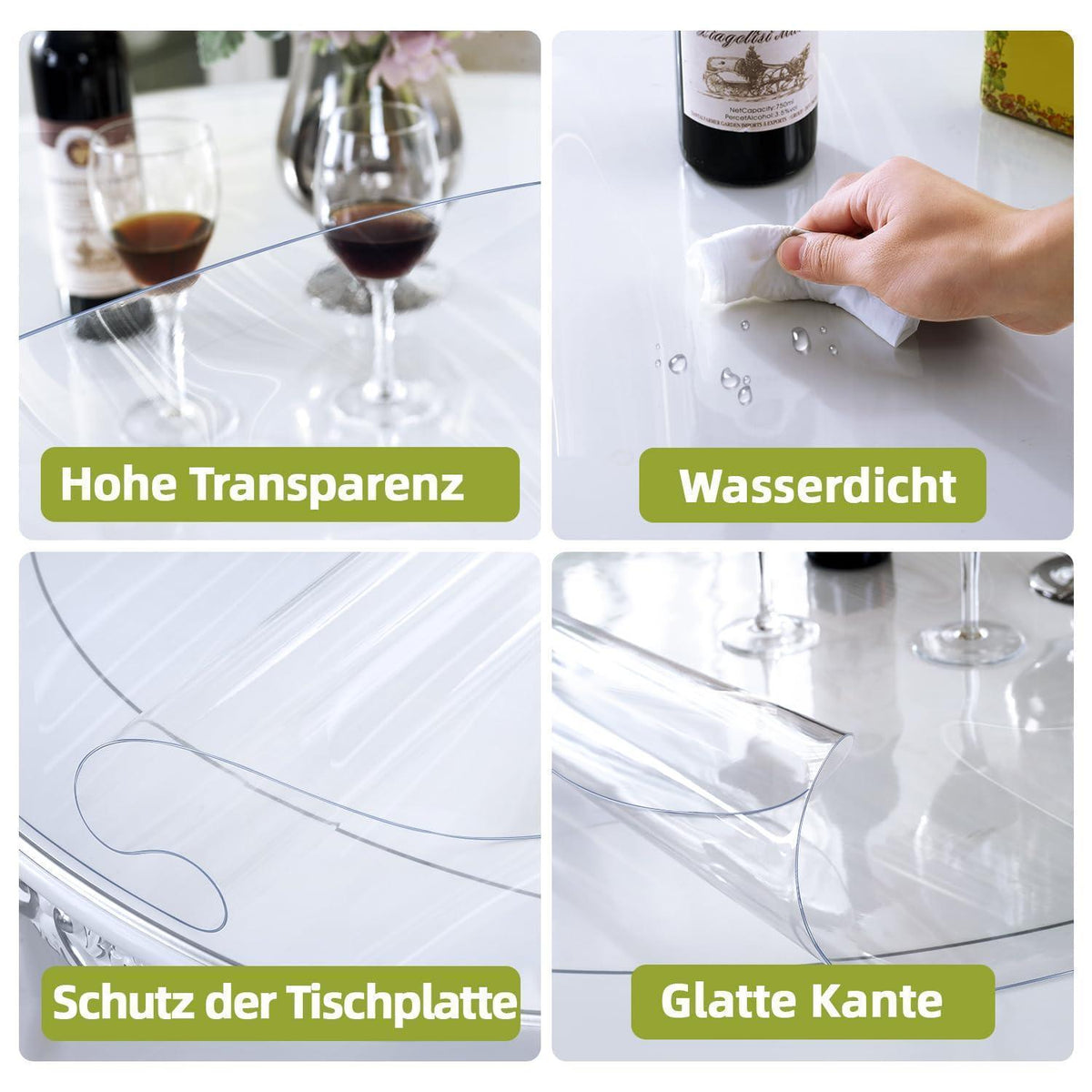 Runde Tischfolie 120cm, Transparent, 2mm PVC Tischschutz Folie