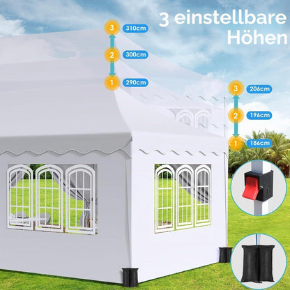 3x6 Pavillon Faltbar, Wasserdicht & Stabil für Garten & Events