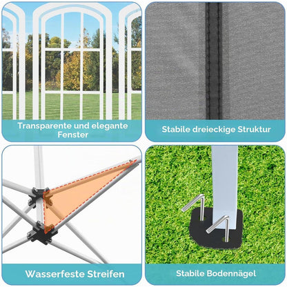 3x6 Pavillon Faltbar, Wasserdicht & Stabil für Garten & Events