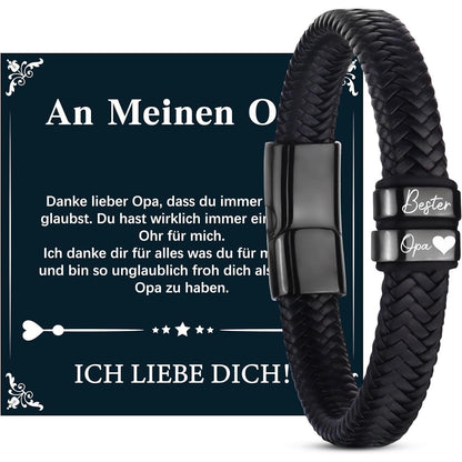Armband "Bester Opa" - Geschenk für Papa/Ehemann in Lederoptik