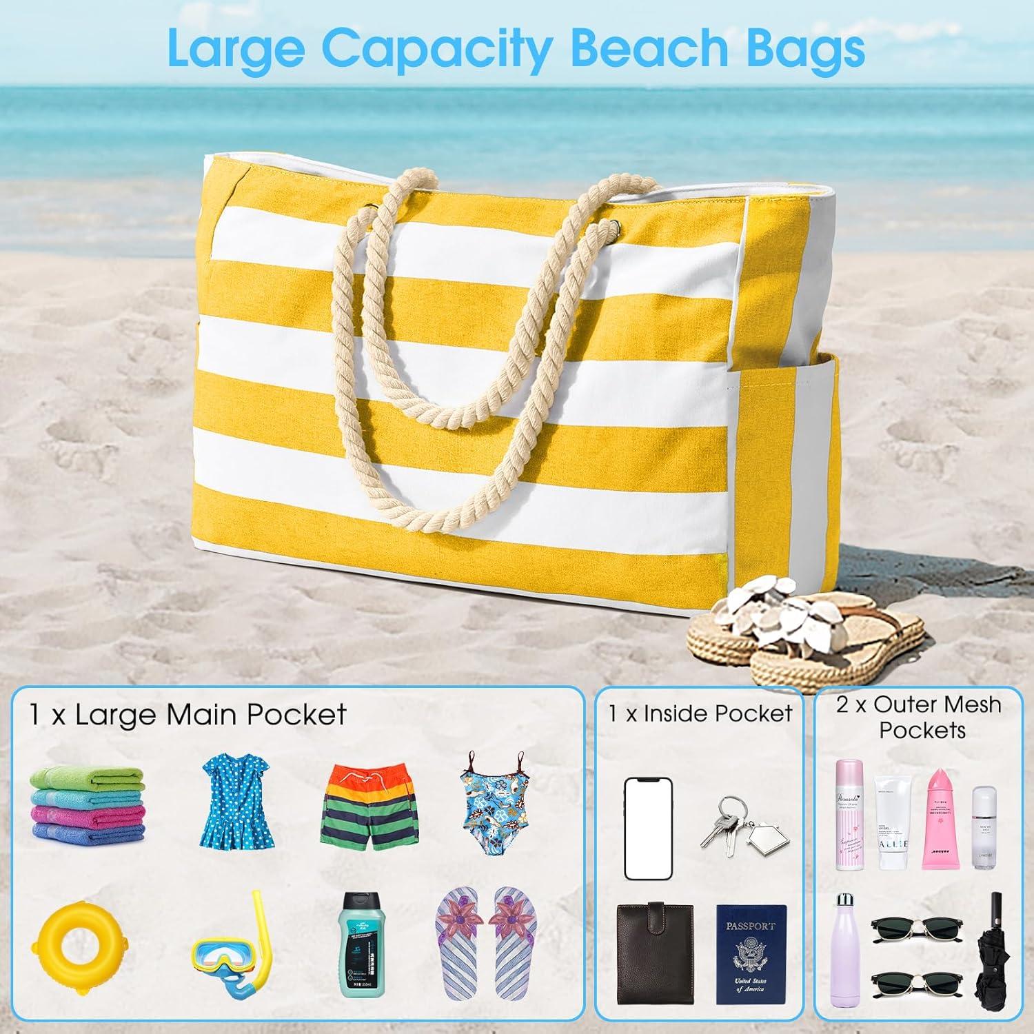 XXL Strandtasche Damen Tote Bag Faltbarer Weekender mit Reißverschluss