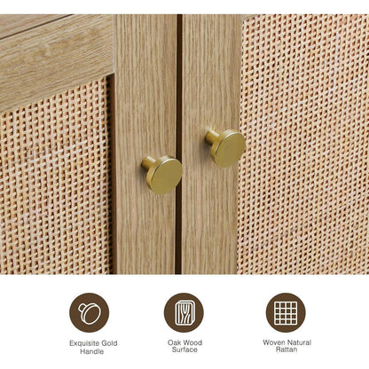 Rattan Küchenschrank mit Arbeitsplatte & Verstellablagen