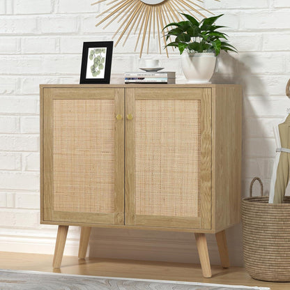 Rattan Küchenschrank mit Arbeitsplatte & Verstellablagen