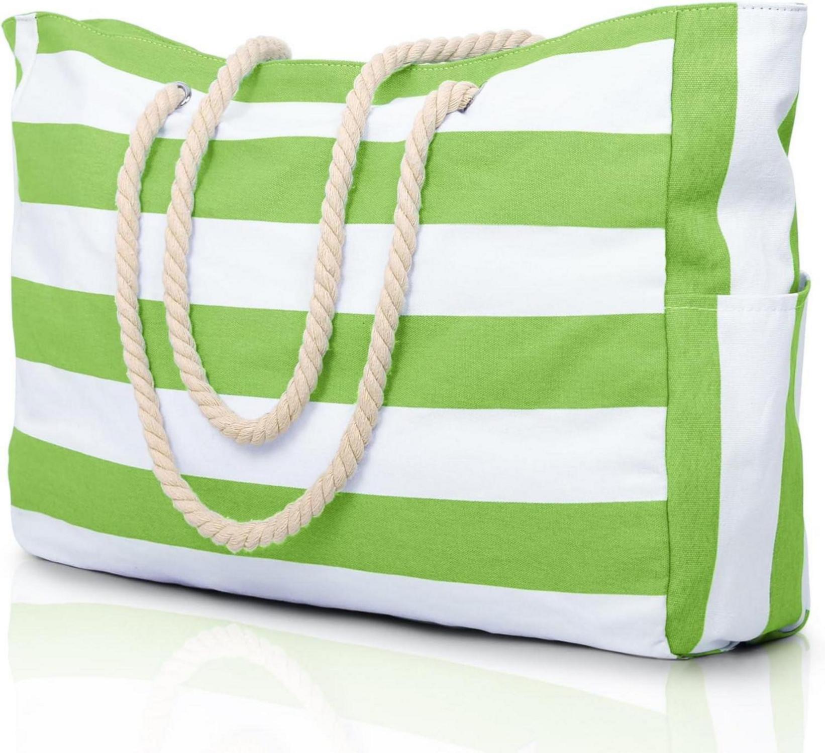 Große Wasserdichte Strandtasche mit Reißverschluss - Grasgrün