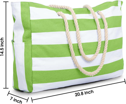 Strandtasche Damen Wasserdicht Reisetasche Groß Beach Tote Bag mit Reißverschluss Green