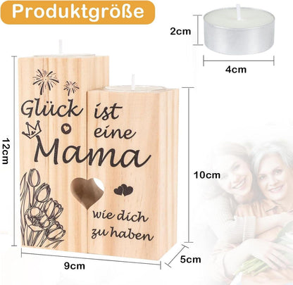 Kerzenständer Holz Mama Geschenk Weihnachten Muttertag - Seutgjie