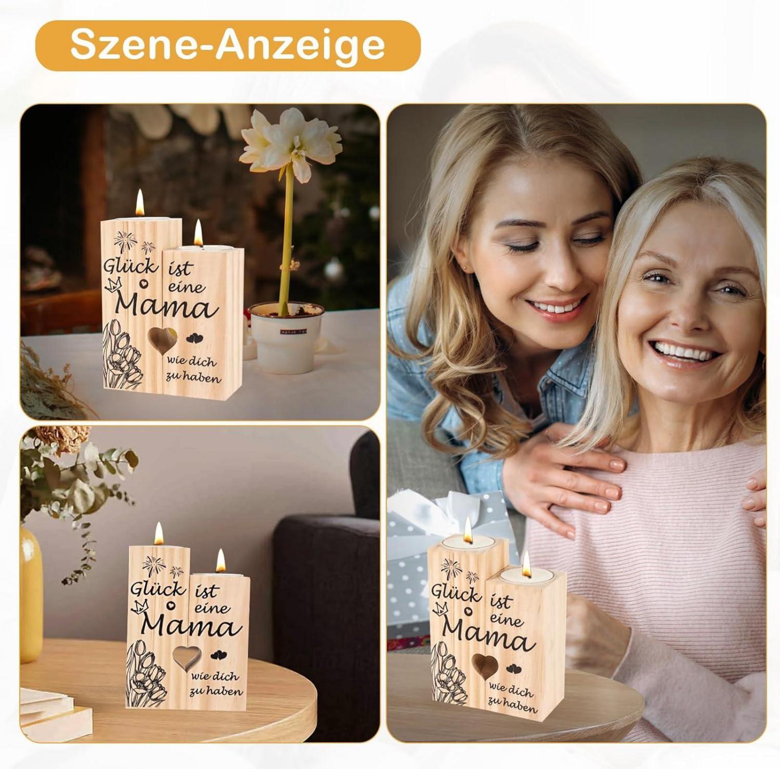 Mama Geschenk Kerzenständer Holz Geburtstag Weihnachten Muttertag Werdende Mutter Schwiegermutter