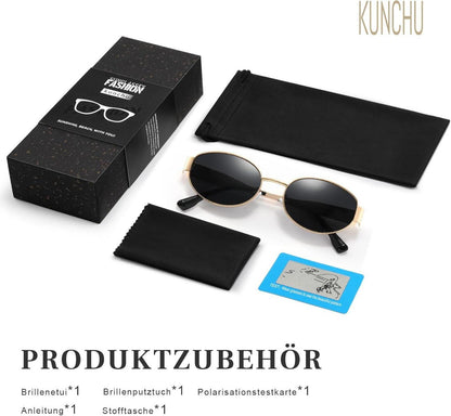 Moderne Polarisierte Sonnenbrille Oval Gold UV400 Vintage Ultraleicht