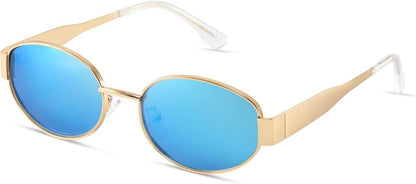 Polarisierte Vintage Oval Sonnenbrille Uv400 100% Schutz - Gold