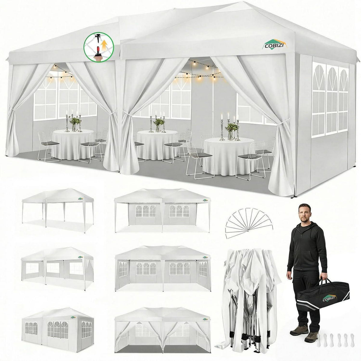 Faltpavillon 3x6m mit 6 Seitenwänden – Wasserdicht & Stabil