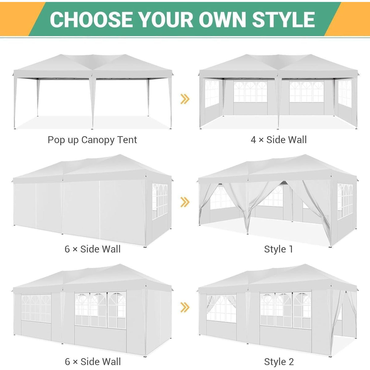 Faltpavillon 3x6m mit 6 Seitenwänden – Wasserdicht & Stabil