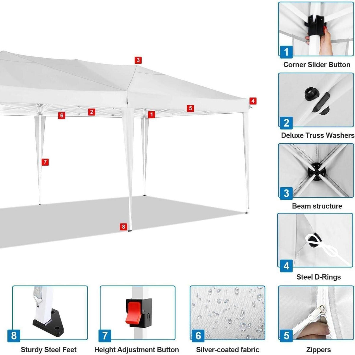 Faltpavillon 3x6m mit 6 Seitenwänden – Wasserdicht & Stabil
