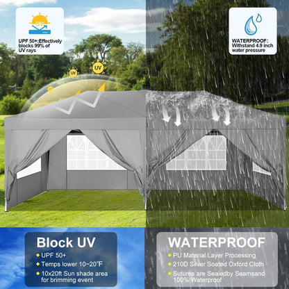 Faltpavillon 3x6m mit 6 Seitenwänden – Grau, wasserdicht & stabil