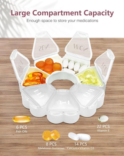 FHORAIN Runde herzförmige Pillenbox mit 7 Fächern Woche