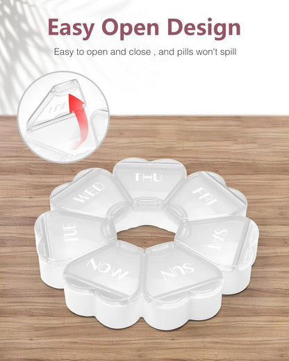 Pillenbox mit herzförmigen Fächern, reisefreundlich, Vitamin-Organizer