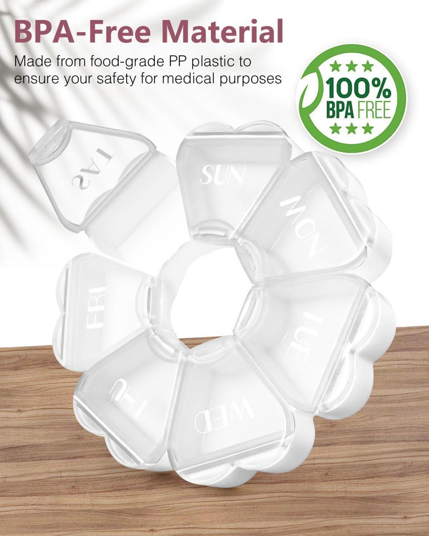 FHORAIN Pillenbox mit 7 großen Fächern, herzförmig, reisefreundlich, Vitamin-Organizer