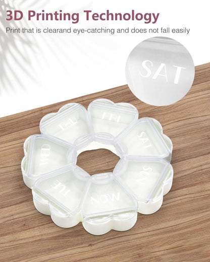 Pillenbox 7 große Fächer runde herzförmige Vitamin Organizer